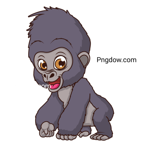 Cute Gorilla Comic Cartoon Character transparent background image for Free