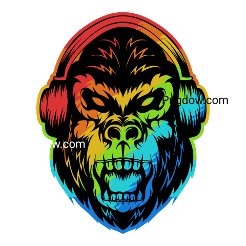 Angry gorilla headphone colorful vector illustration (1)