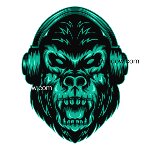 Gorilla headphone transparent background image for Free