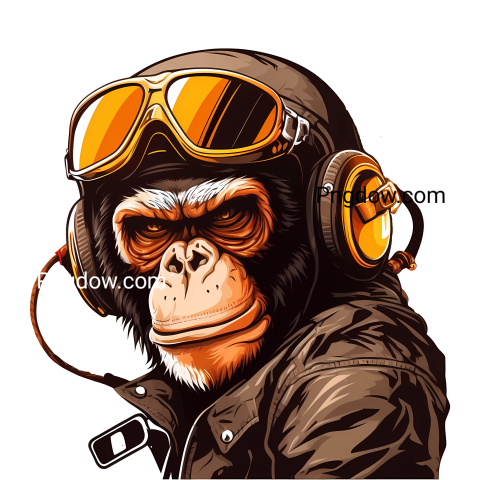 Monkey with helmet transparent background image for Free
