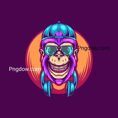 Funky Gorilla Illustration transparent background image for Free