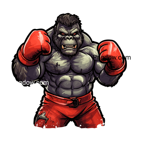 Vector strong gorilla boxing fighter transparent background for Free
