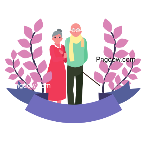 Happy Grandparents Day Flat Design with transparent background for Free, (3)