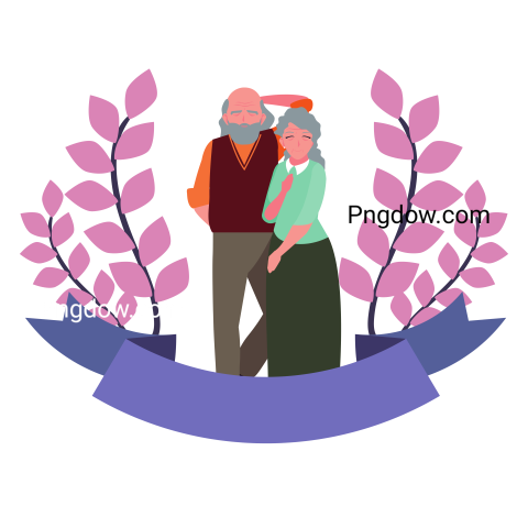 Happy Grandparents Day Flat Design with transparent background for Free, (1)