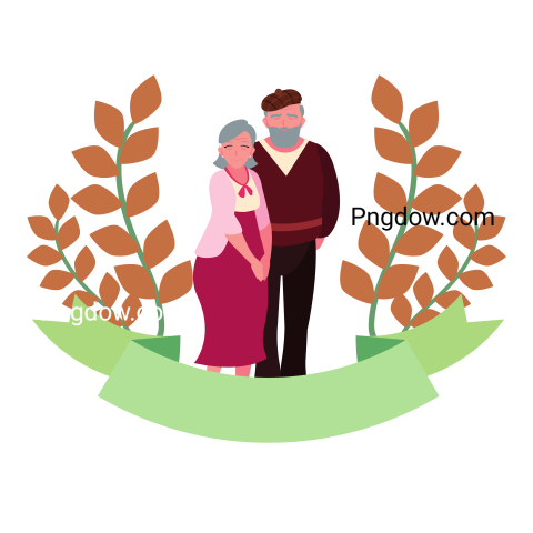 Happy Grandparents Day Flat Design with transparent background for Free, (5)