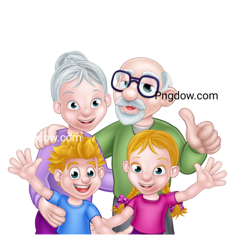Cartoon Kids and Grandparents for Free