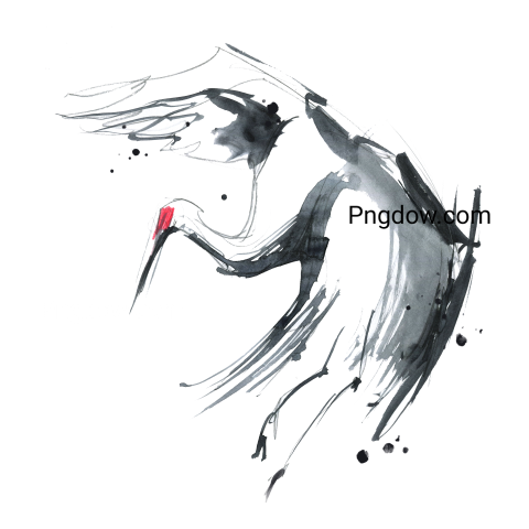 Watercolor sketch of heron flying