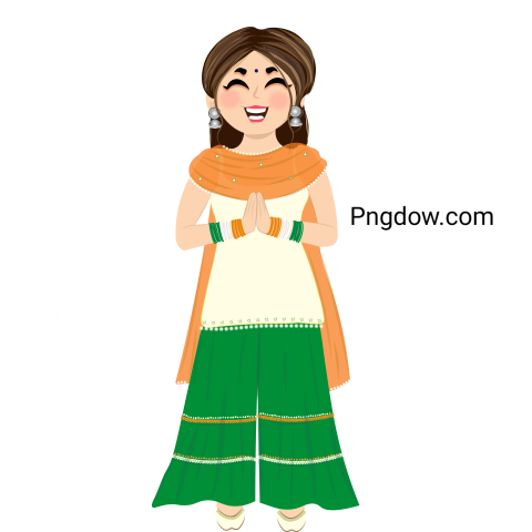Indian girl happy independence day, transparent background for Free