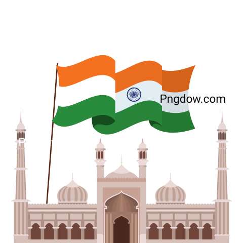 Celebration of Indian Independence Day with Flag, transparent background