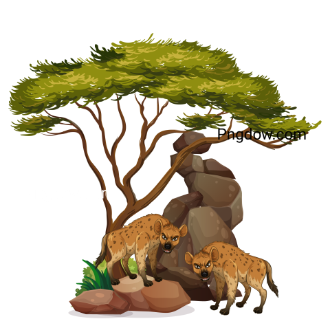 Isolated picture of hyena under the tree