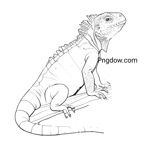 Printable Iguana Coloring Page transparent Background for free