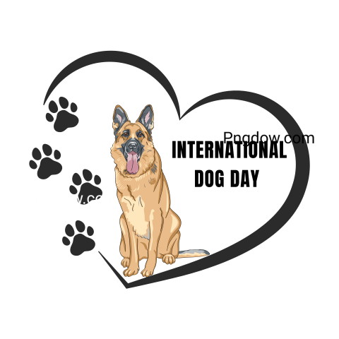 international dog day text image, Paw Print And Heart Icon