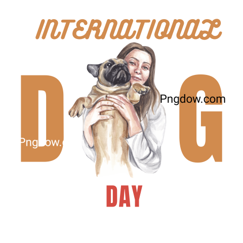 Girl and Dog Watercolor international dog day