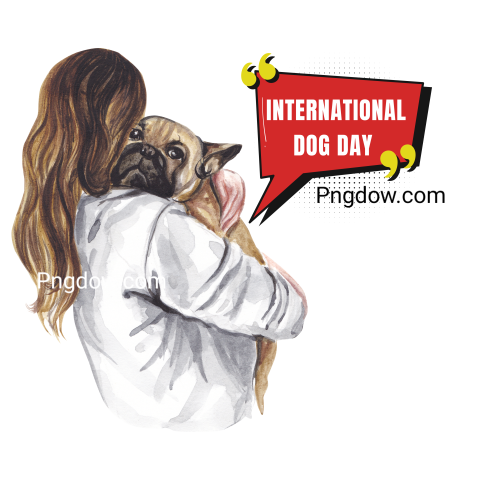 Girl and Dog Watercolor, international dog day PNG image free
