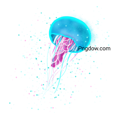 Watercolor Blue Jellyfish with Dots transparent Background image free