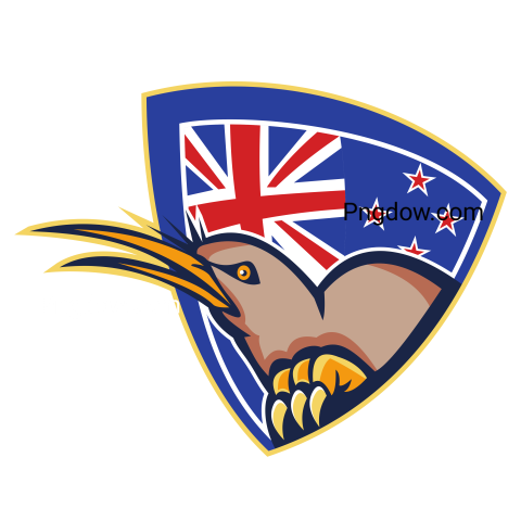 Kiwi Bird New Zealand Flag Shield, transparent Background