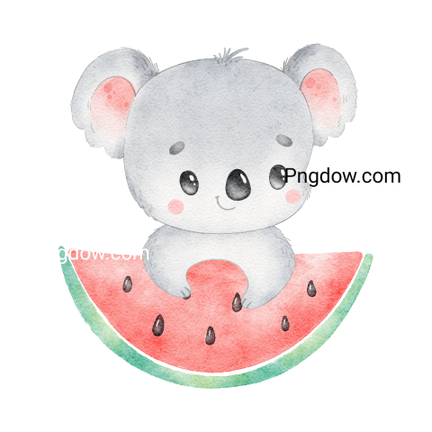 Cute watercolor koala watermelon