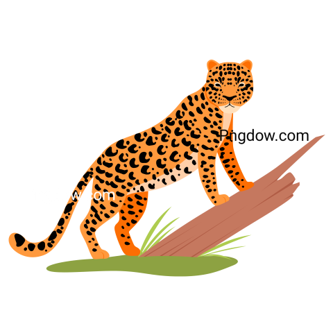 Leopard Next to a Tree  Vector Illustration on a White Background