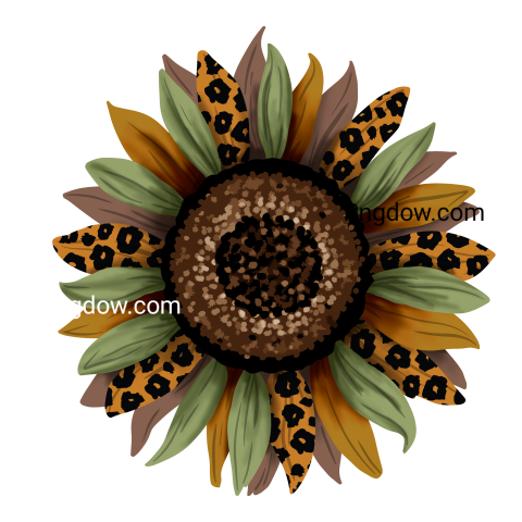 Sunflower leopard art design, Png image