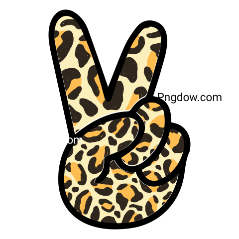 Peace leopard print png, free vector