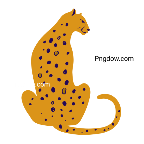 Sitting Leopard Cartoon Style Illustration