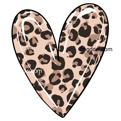 Leopard Print Heart Shape, transparent Background