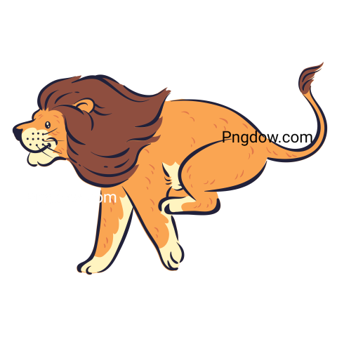 Running Lion Illustration, transparent Background