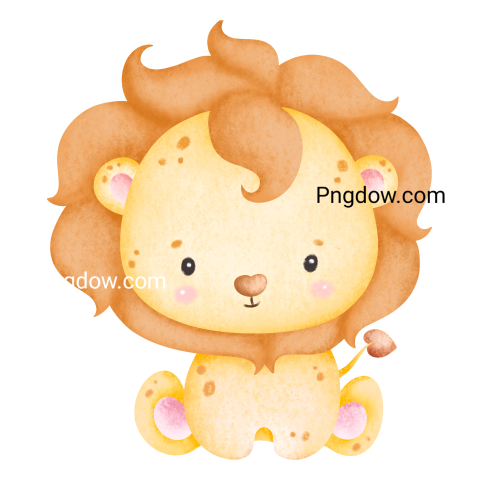 Cute baby lion, transparent Background free