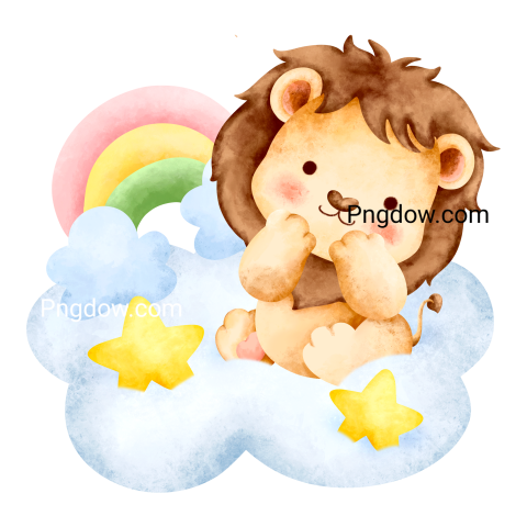 Cute lion, transparent Background free vector