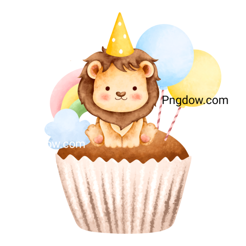 Lion animal cupcake, transparent Background