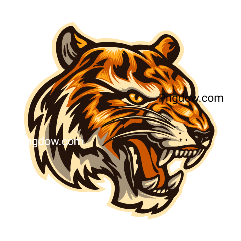 Tiger Head Side View Illustration, transparent Background