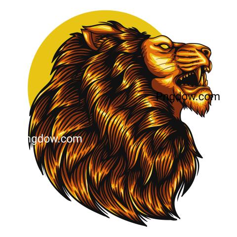 Gold angry lion roaring vector illustration
