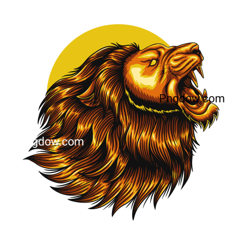 Lion head angry gold color vector illustration