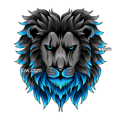 Vicious lion head illustration, Png for free