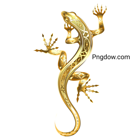 Golden Patterned Lizard, transparent Background