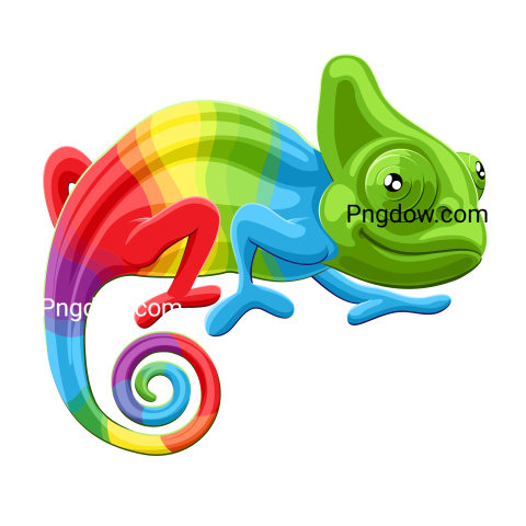 Rainbow Chameleon Isolated Icon, transparent Background