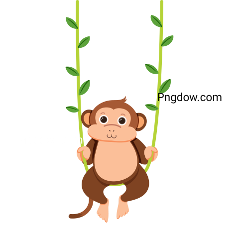 Monkey Hanging on Liana, transparent Background for free