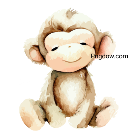 Watercolor monkey, transparent Background for free