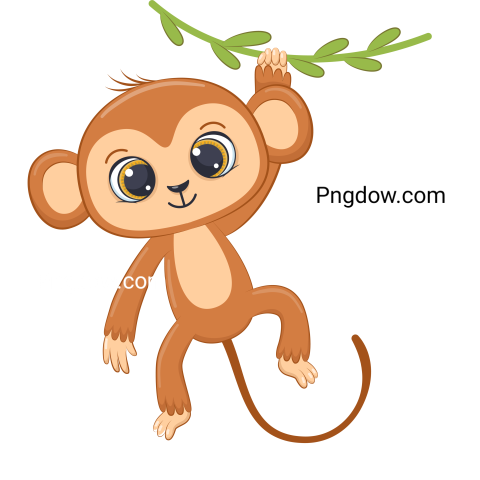 Cute monkey jumping and hanging on trees in the jungle  2