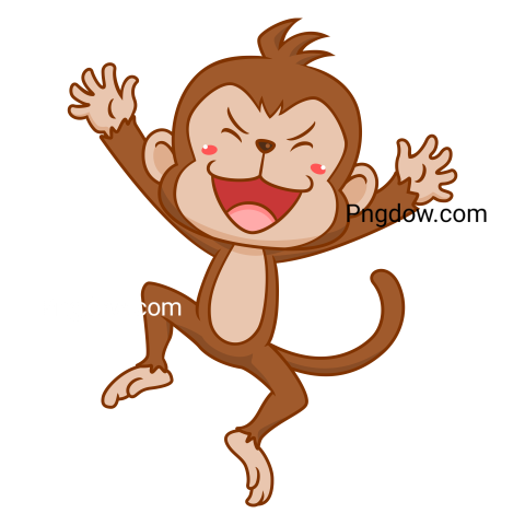 Cute cartoon monkey, transparent Background image