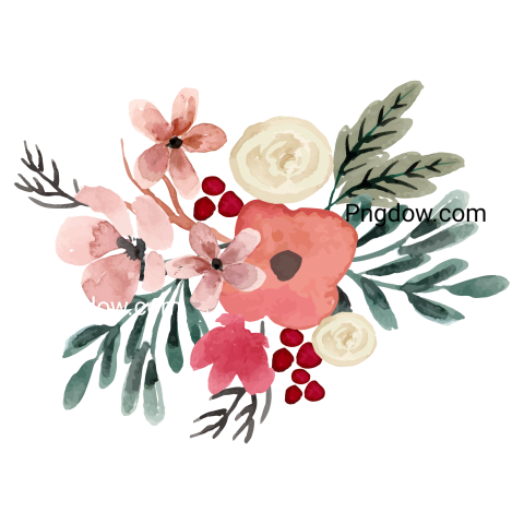 Watercolor Flower Arrangement, transparent background