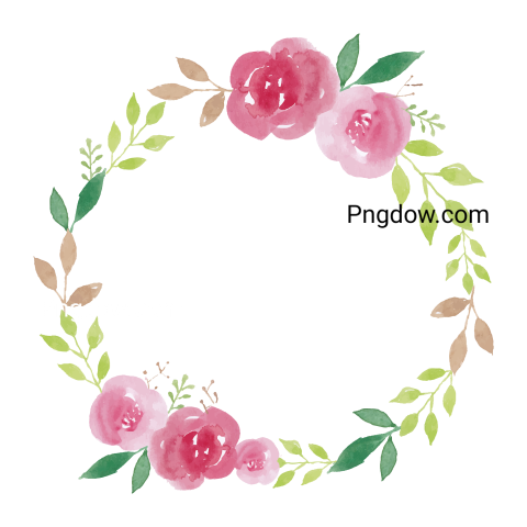 Watercolor Flower Wreath, png transparent background