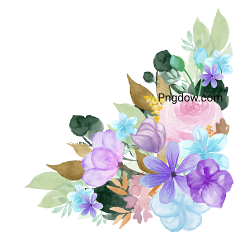 Watercolor Colorful Flower Bouquet, transparent background