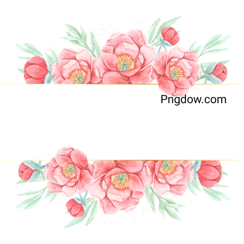 Watercolor Flower Bouquet with White Banner