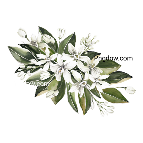 White flowers watercolor illustration