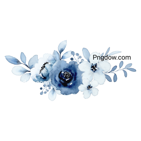 Blue watercolor flower png for Free