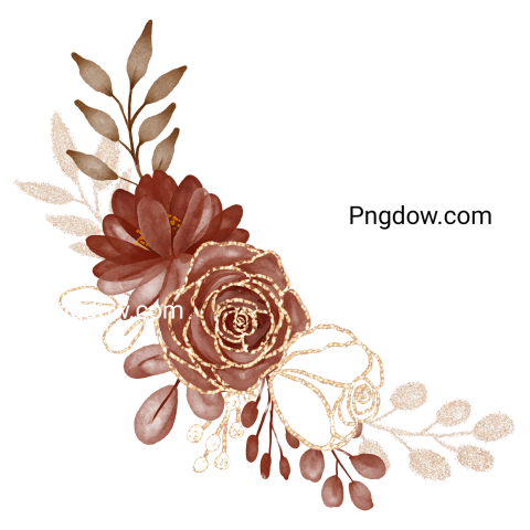 Glittery watercolor rose flower
