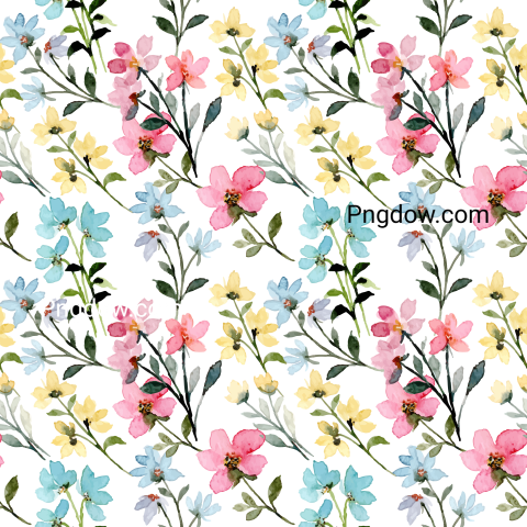 Vector collection of herry watercolor flowers and transparent background in png, (3)