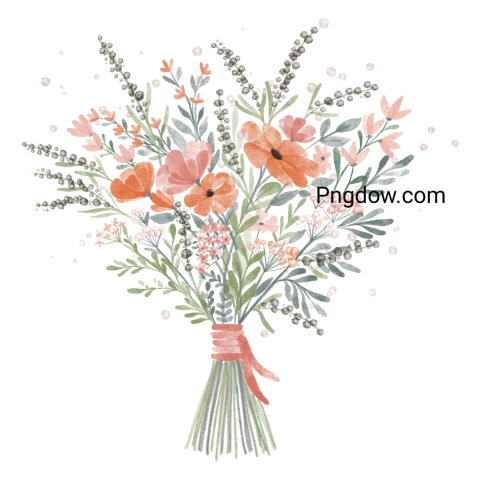 Vector collection of herry watercolor flowers and transparent background in png, (65)