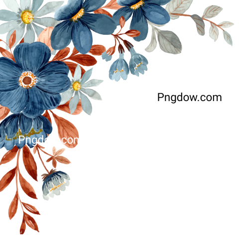 Vector collection of herry watercolor flowers and transparent background in png, (129)